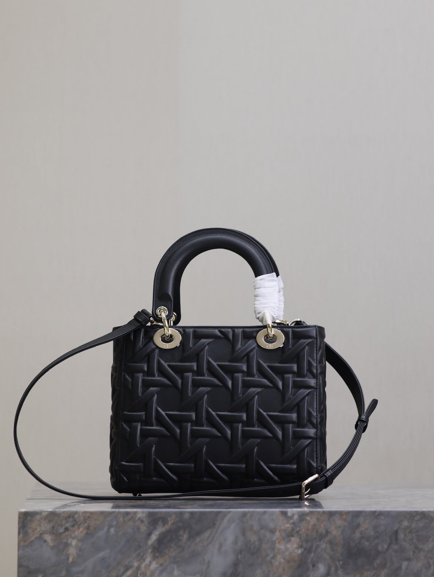 Luxury DiorLady Bag 20cm Black Graphic Lambskin