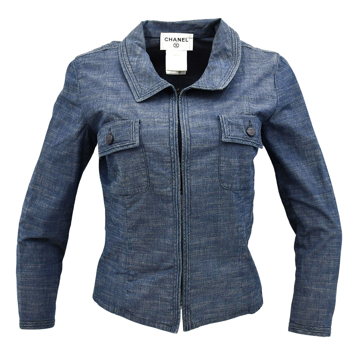 Luxury Chanel Single Breasted Jacket Blue 03P #40