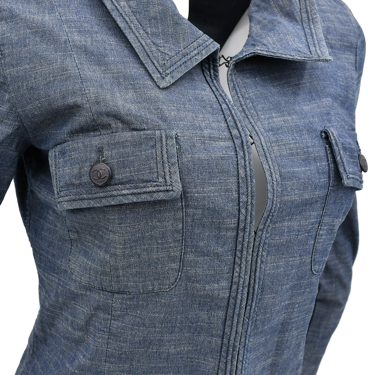 Luxury Chanel Single Breasted Jacket Blue 03P #40