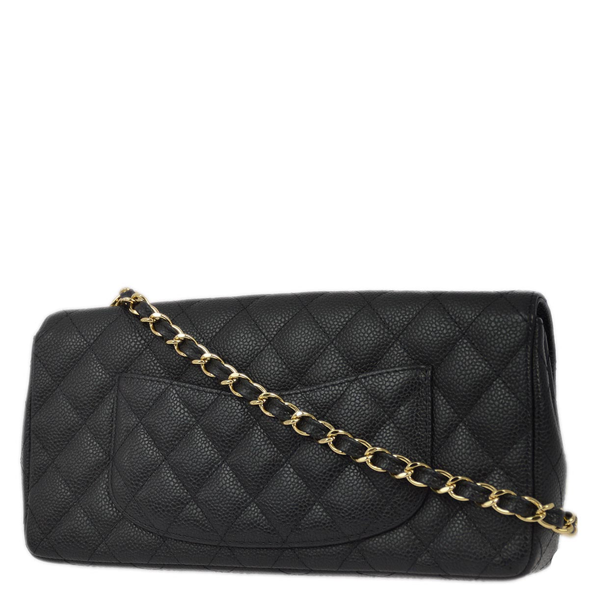 Luxury Chanel 2009-2010 Black Caviar East West Shoulder Bag