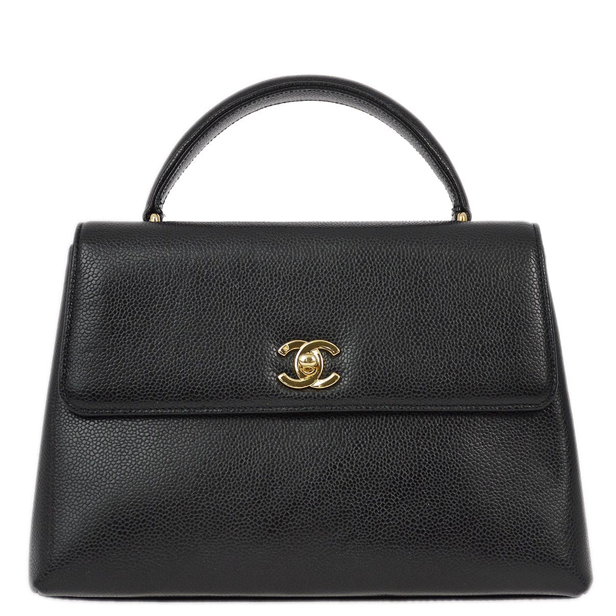 Luxury Chanel 1997-1999 Black Caviar Kelly Handbag