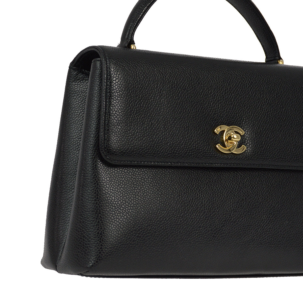 Luxury Chanel 1997-1999 Black Caviar Kelly Handbag