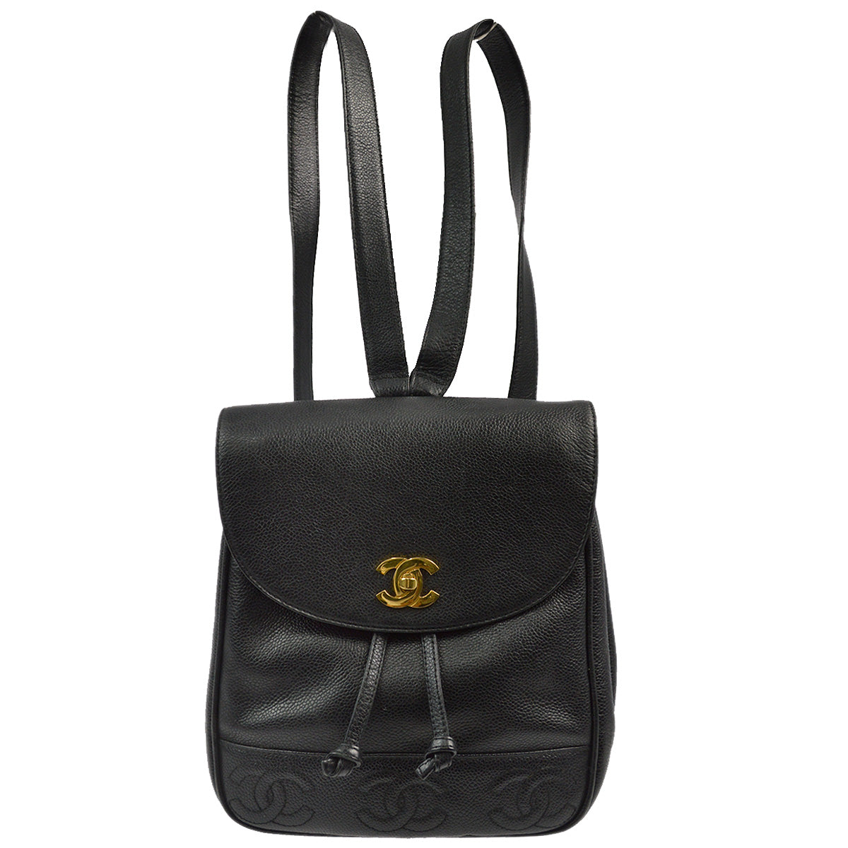 Luxury Chanel 1994-1996 Black Caviar Triple CC Backpack
