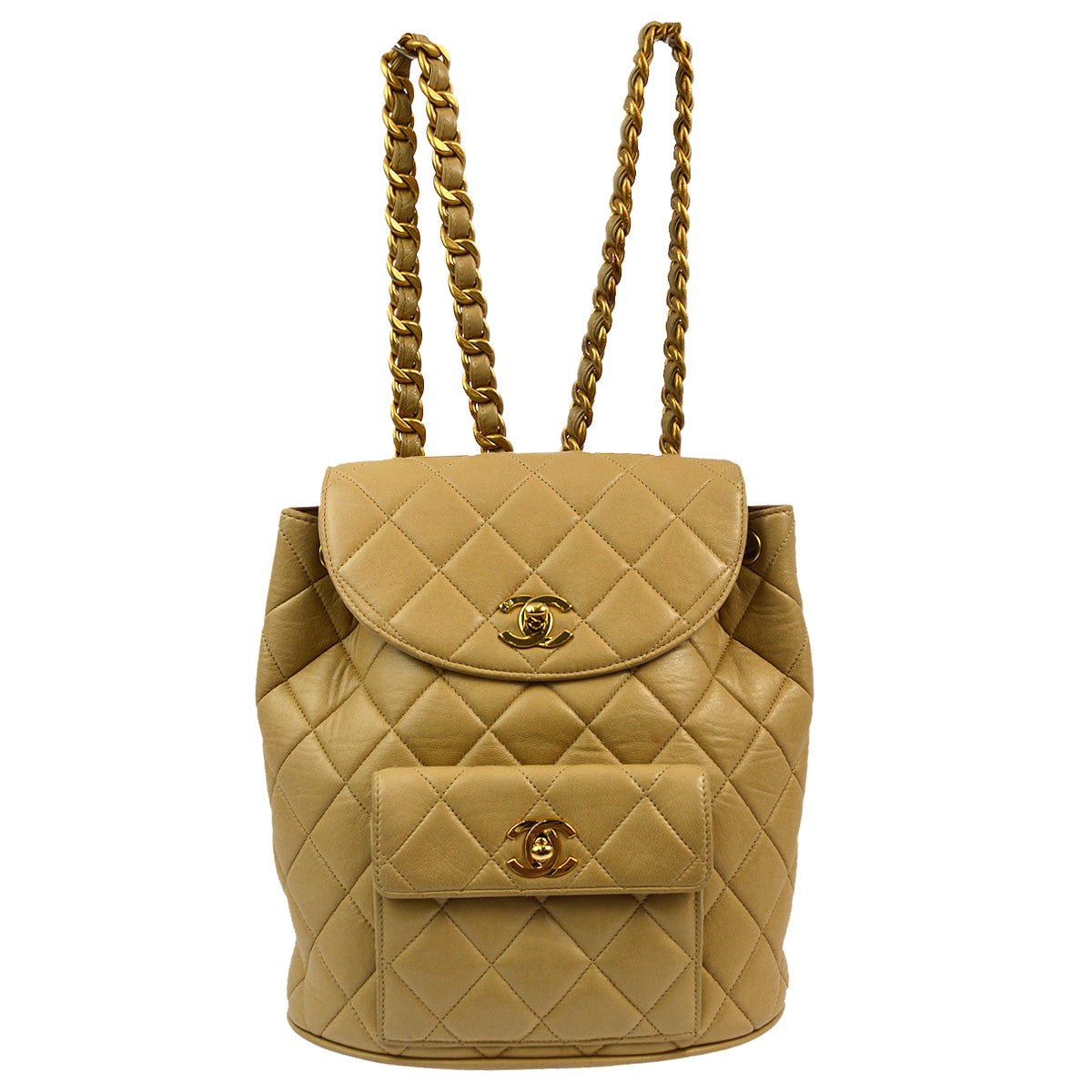 Luxury Chanel 1994-1996 Beige Lambskin Large Duma Backpack