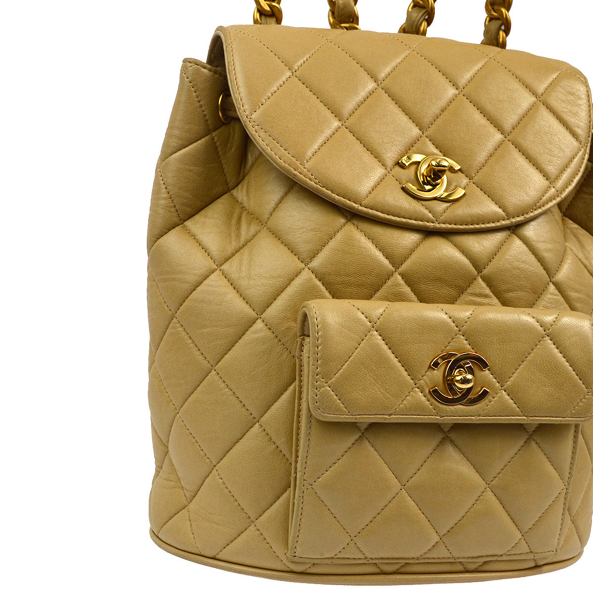 Luxury Chanel 1994-1996 Beige Lambskin Large Duma Backpack