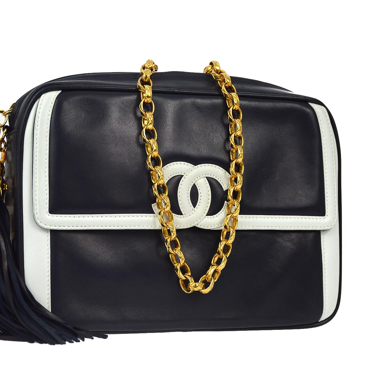 Luxury Chanel 1991-1994 Navy Lambskin Camera Bag Small