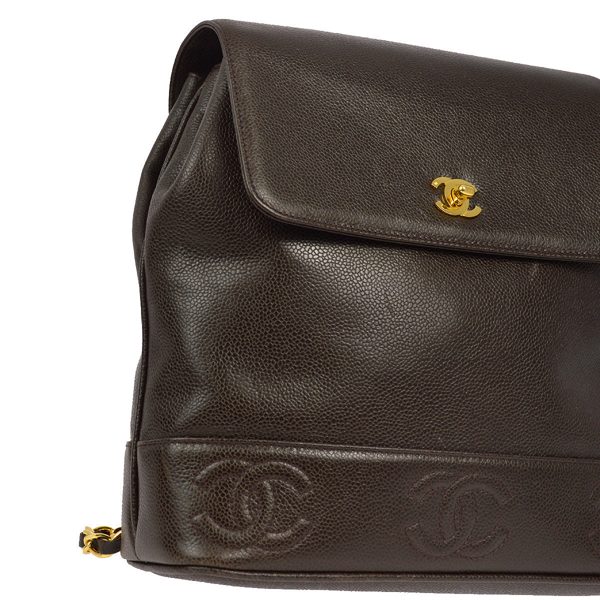 Luxury Chanel 1996-1997 Brown Caviar Triple CC Backpack