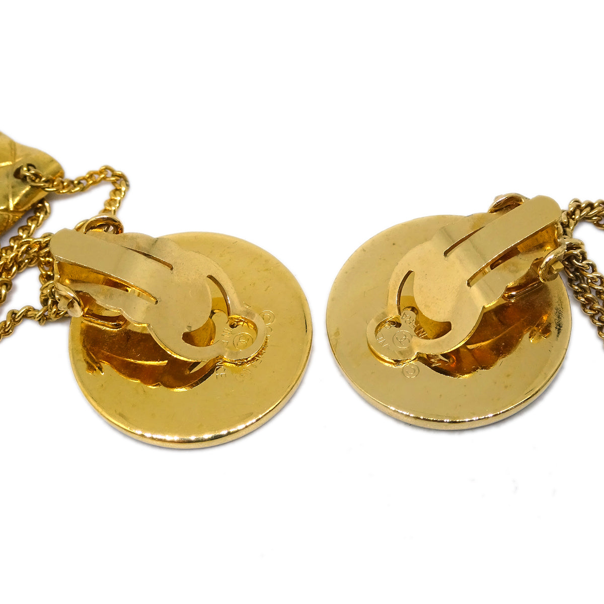 Luxury Chanel Gold Bag Dangle Earrings Clip-On 28