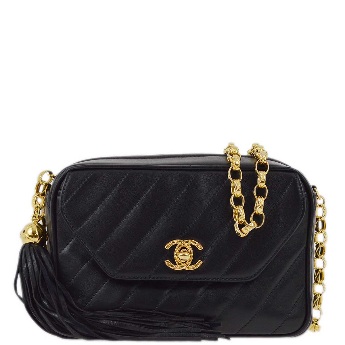 Luxury Chanel 1991-1994 Black Lambskin Camera Bag Mini