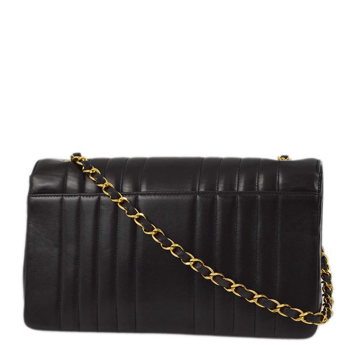 Luxury Chanel 1991-1994 Black Lambskin Mademoiselle Single Flap Shoulder Bag