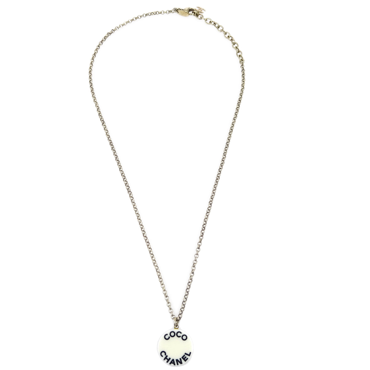 Luxury Chanel Gold White Pendant Necklace 07P
