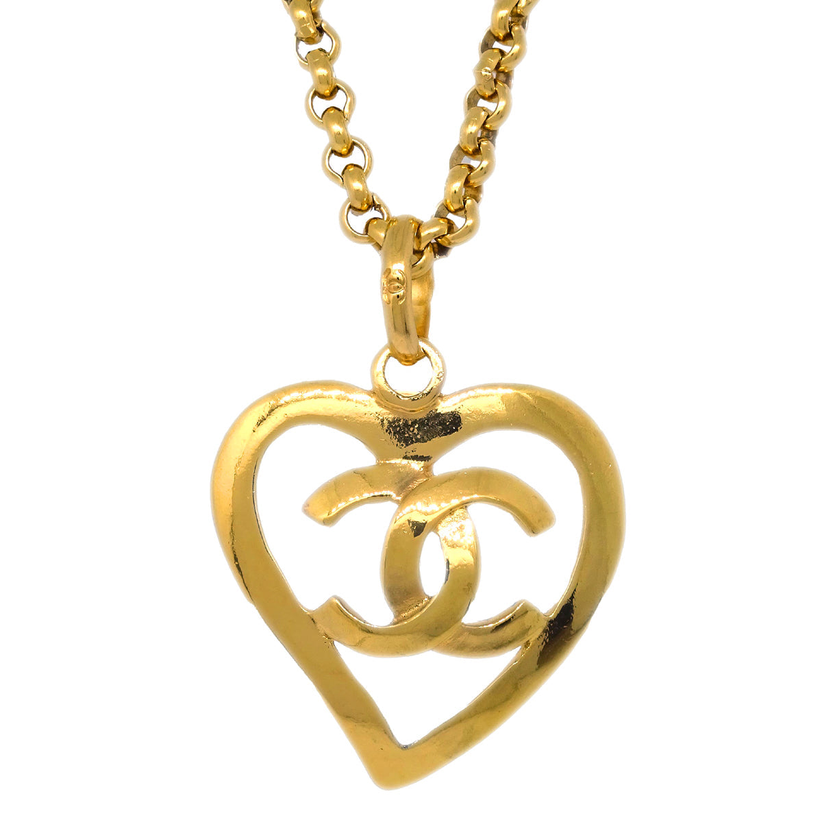 Luxury Chanel Heart Gold Chain Pendant Necklace 95P