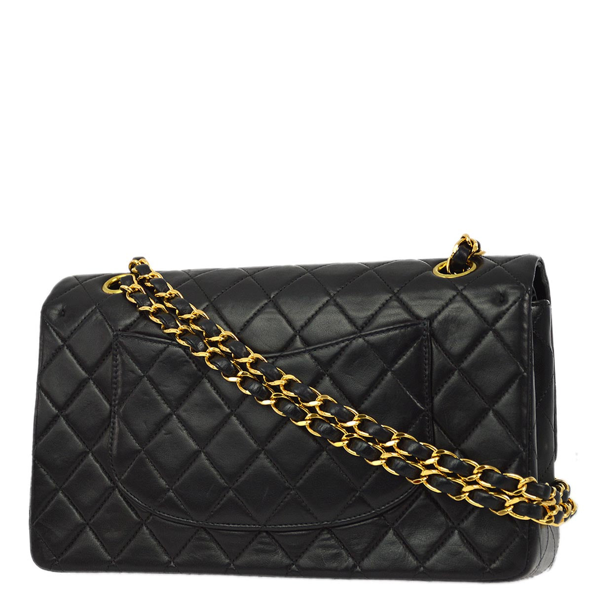 Luxury Chanel 2000-2001 Black Lambskin Medium Classic Double Flap Shoulder Bag