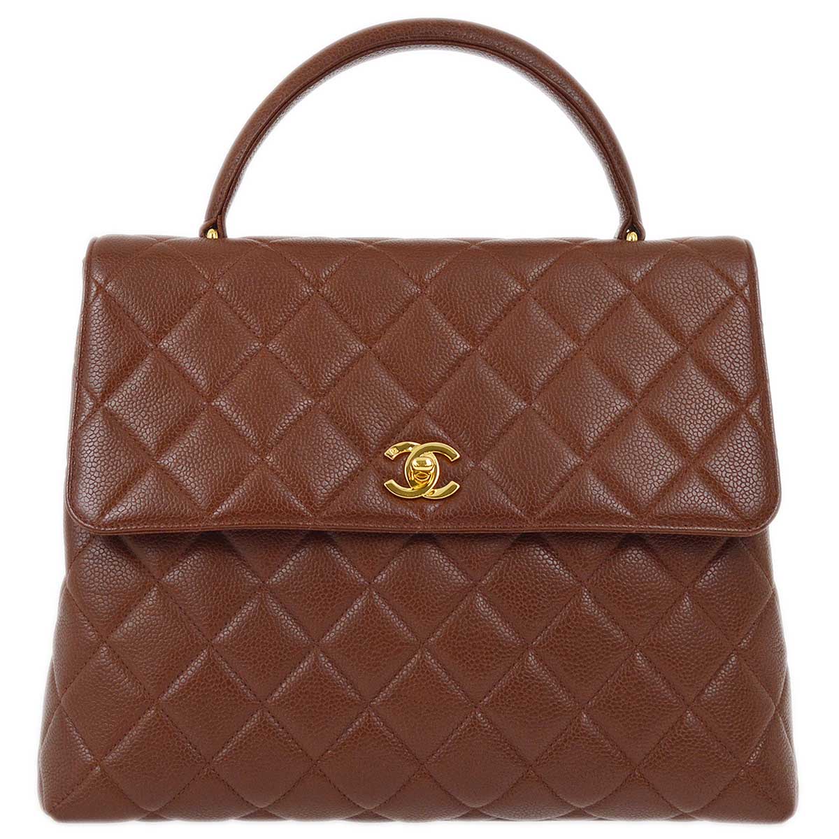 Luxury Chanel 2000-2002 Brown Caviar Kelly Handbag