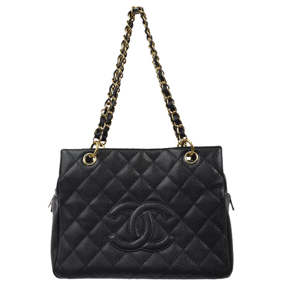 Luxury Chanel 2005-2006 Black Caviar Petite Timeless Tote PTT Chain Handbag