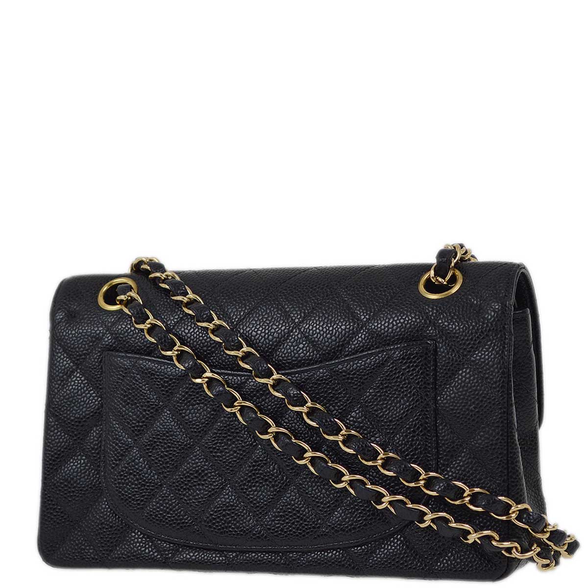 Luxury Chanel 2001-2003 Black Caviar Small Classic Double Flap Shoulder Bag