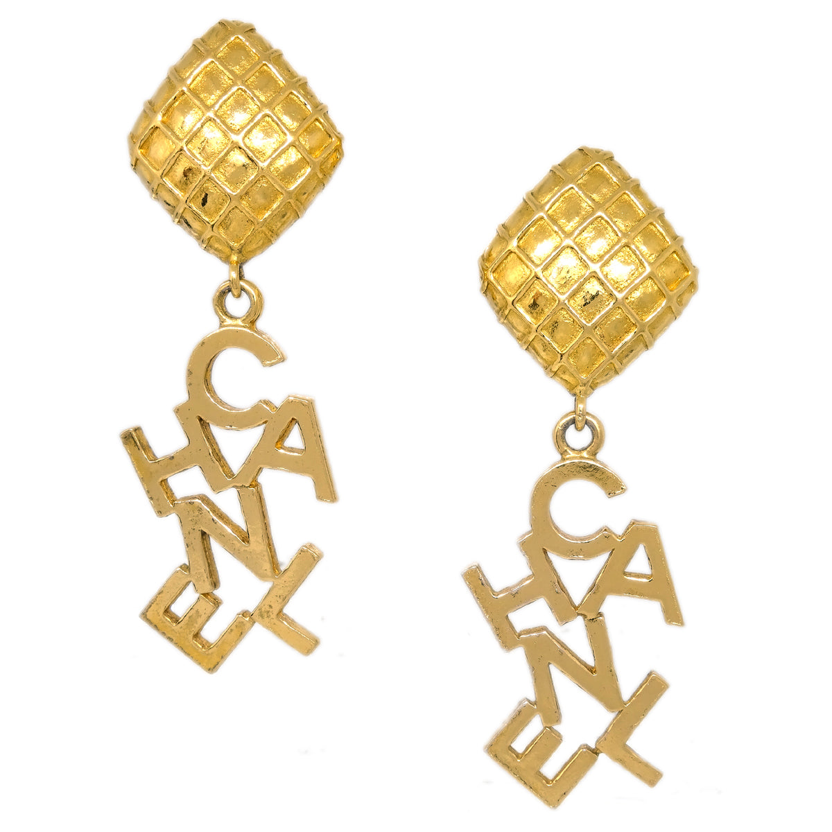 Luxury Chanel Gold Dangle Earrings Clip-On