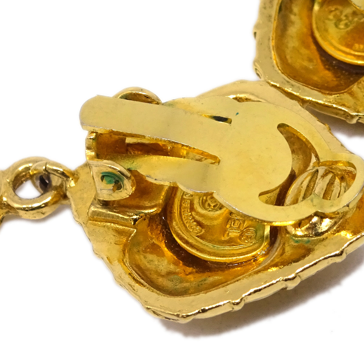 Luxury Chanel Gold Dangle Earrings Clip-On