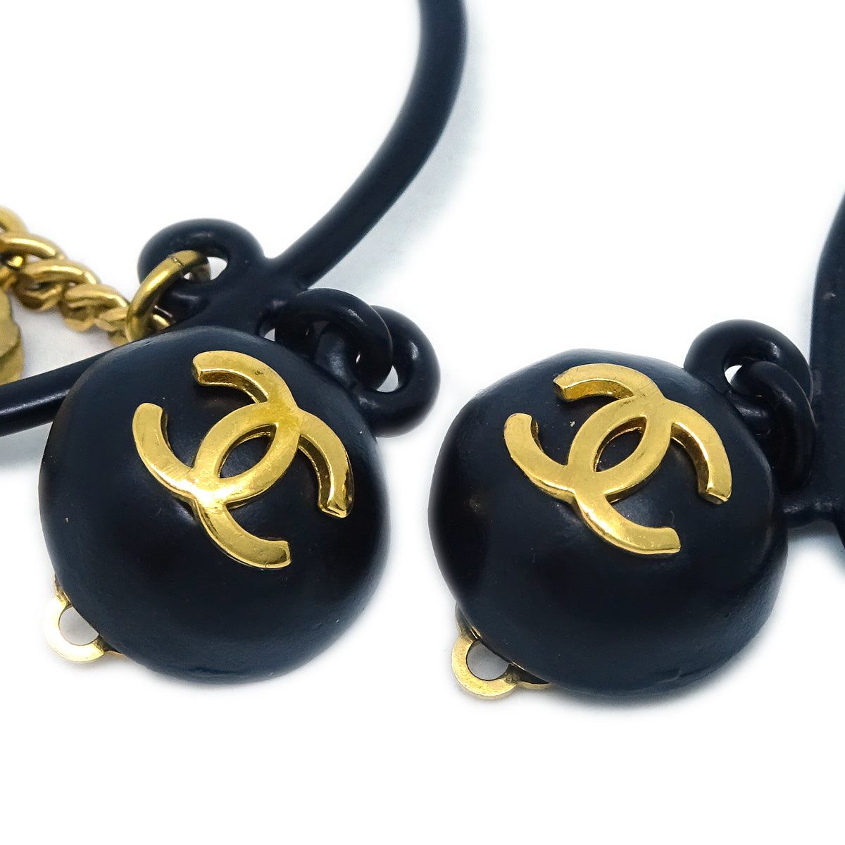 Luxury Chanel Black Clover Hoop Dangle Earrings Clip-On 94C