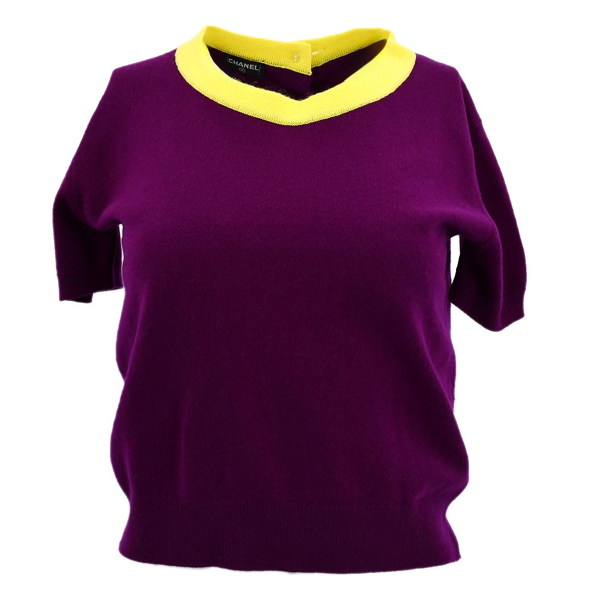 Luxury Chanel Ensemble Cardigan Short Sleeve Top Purple
