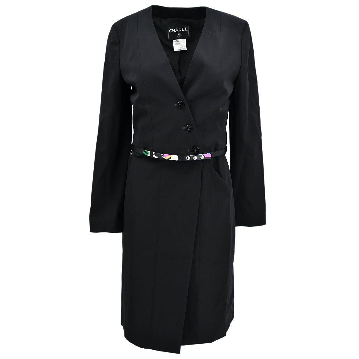 Luxury Chanel Setup Suit Jacket Skirt Black 00T #38