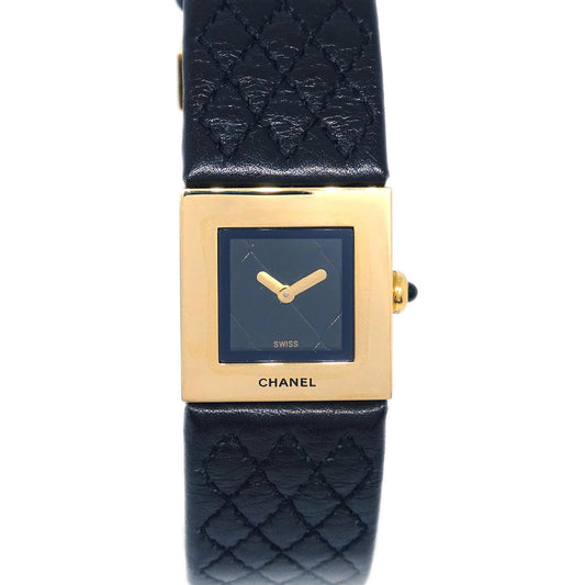 Luxury Chanel Matelasse Watch 18KYG Black