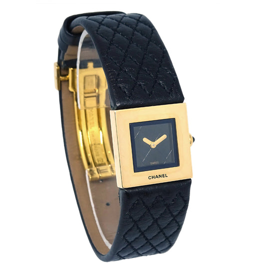 Luxury Chanel Matelasse Watch 18KYG Black