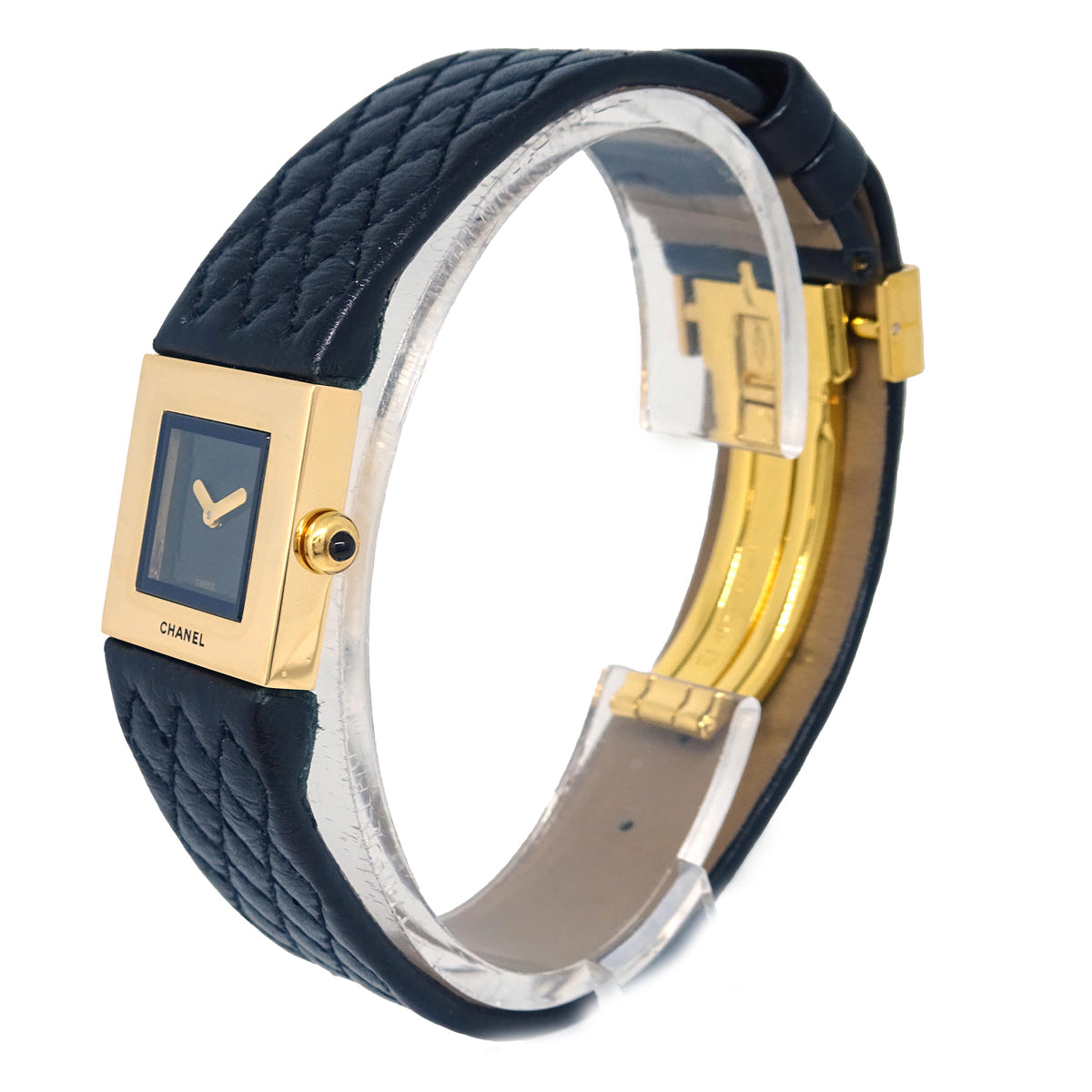Luxury Chanel Matelasse Watch 18KYG Black