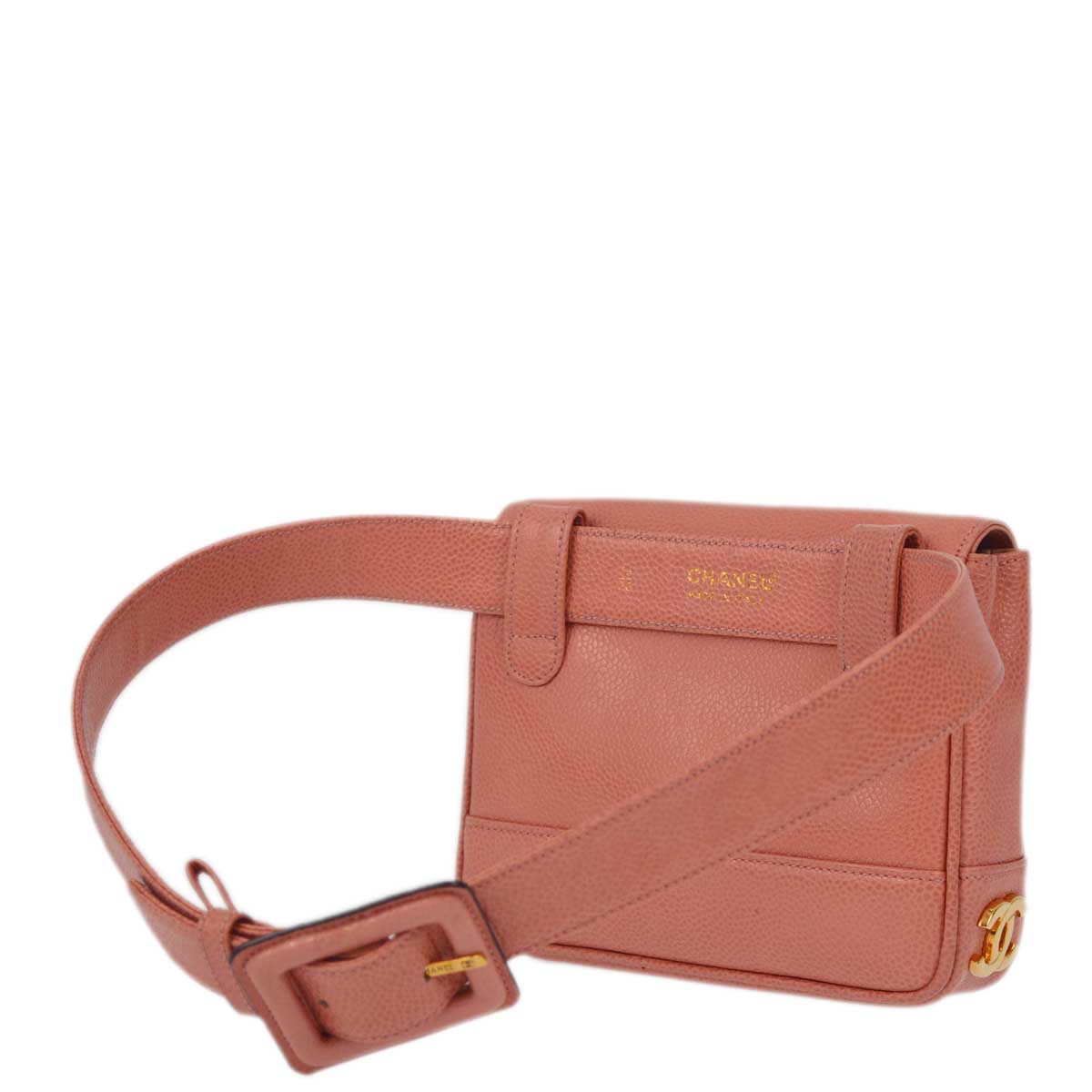 Luxury Chanel * 1991-1994 Pink Caviar Triple CC Belt Bum Bag #75/30