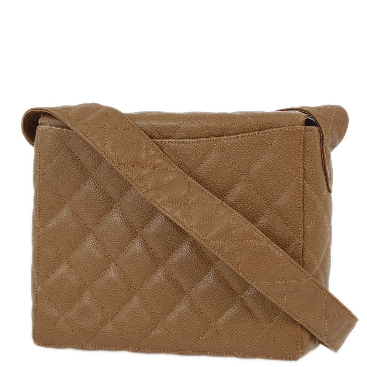 Luxury Chanel 1996-1997 Brown Caviar Straight Flap Shoulder Bag