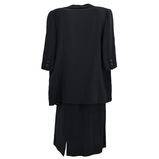 Luxury Chanel Setup Suit Jacket Dress Black 98P #40 #42