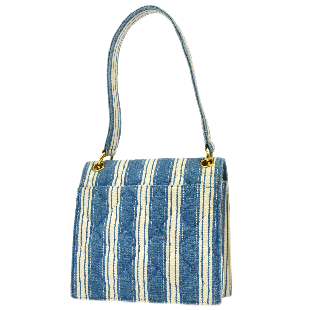 Luxury Chanel * 1997-1999 Blue White Stripe Handbag