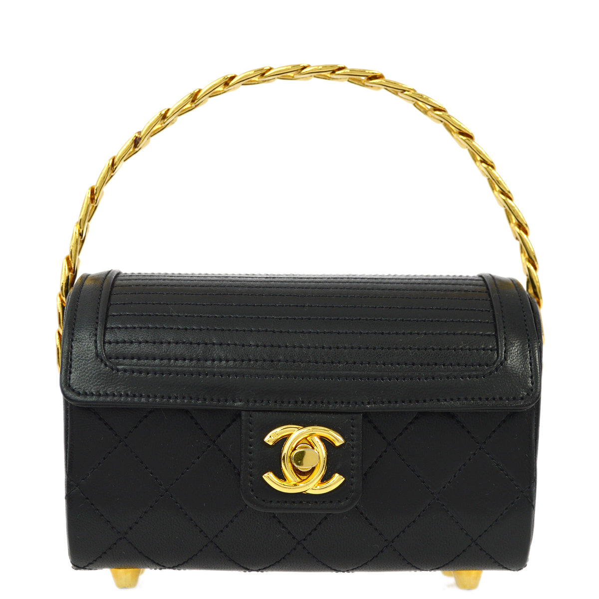 Luxury Chanel * 1986-1988 Black Lambskin Handbag