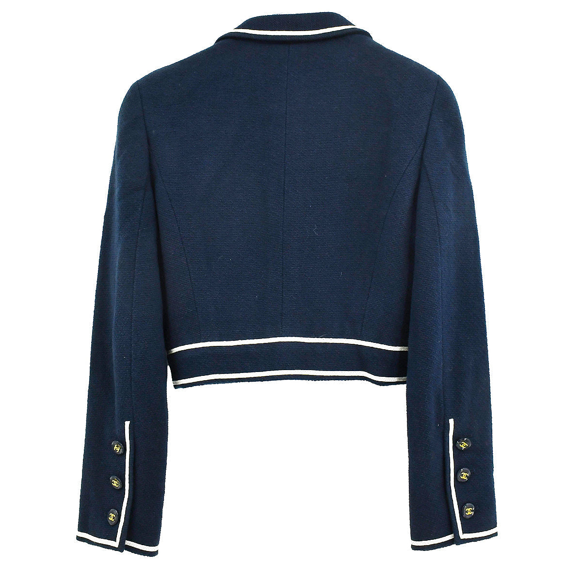 Luxury Chanel Single Breasted Jacket Navy P95 #36