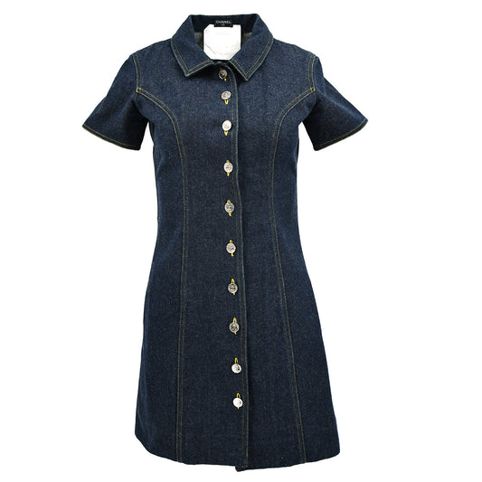 Luxury Chanel Denim Dress Navy #36