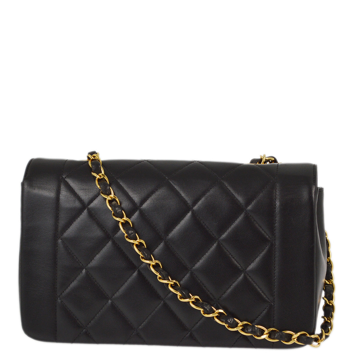 Luxury Chanel 1996-1997 Black Lambskin Small Diana Shoulder Bag