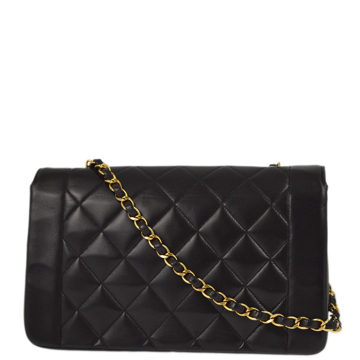 Luxury Chanel 1991-1994 Black Lambskin Medium Diana Shoulder Bag