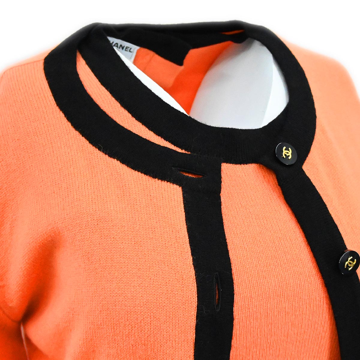 Luxury Chanel Set Cardigan Short Sleeve Dress Orange 95A #38