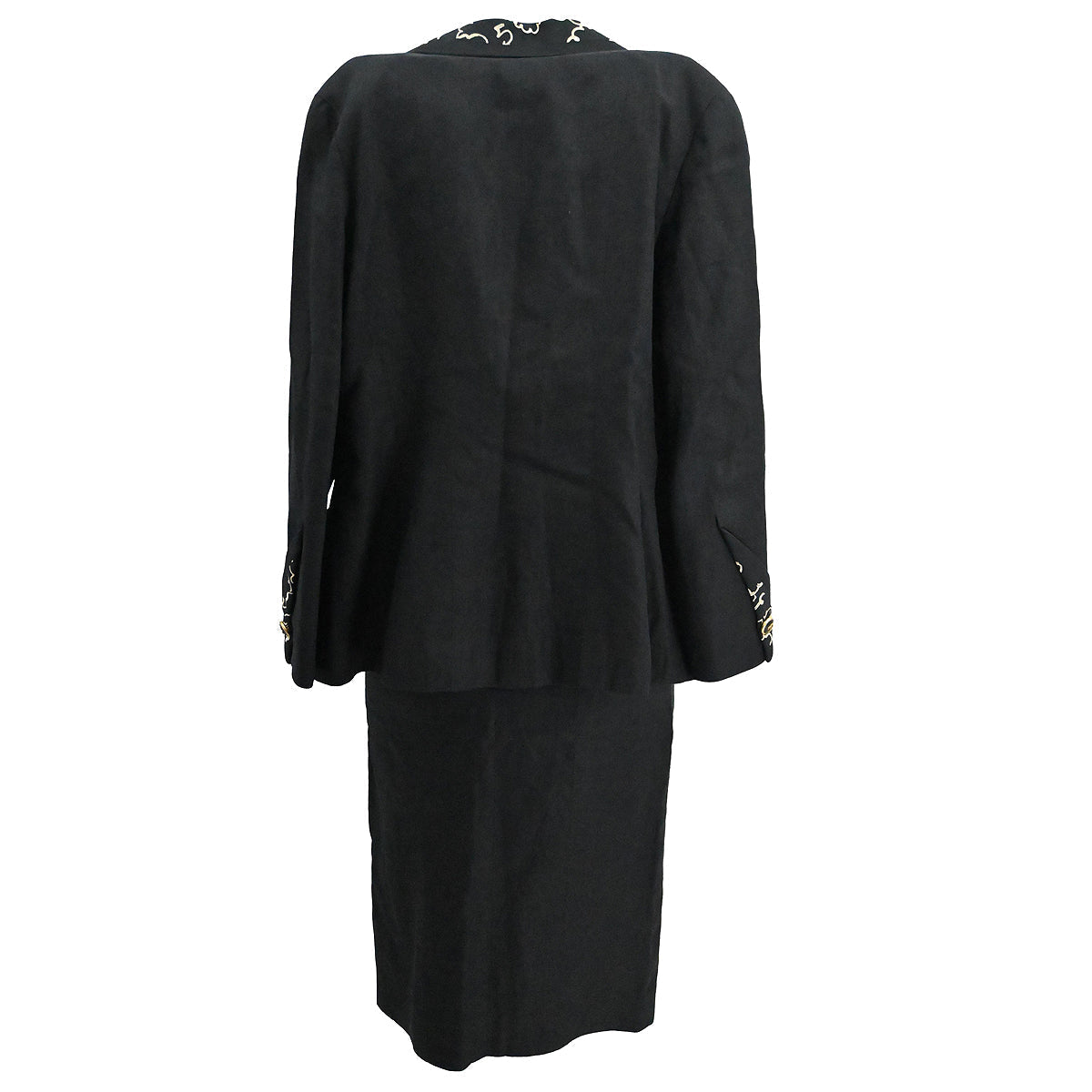 Luxury Chanel Setup Suit Jacket Skirt Black 93P #38