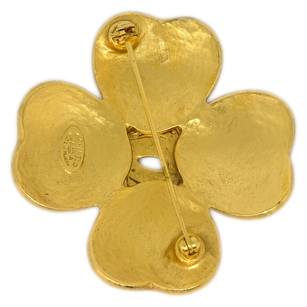 Luxury Chanel Clover Gold Brooch Pin 96A