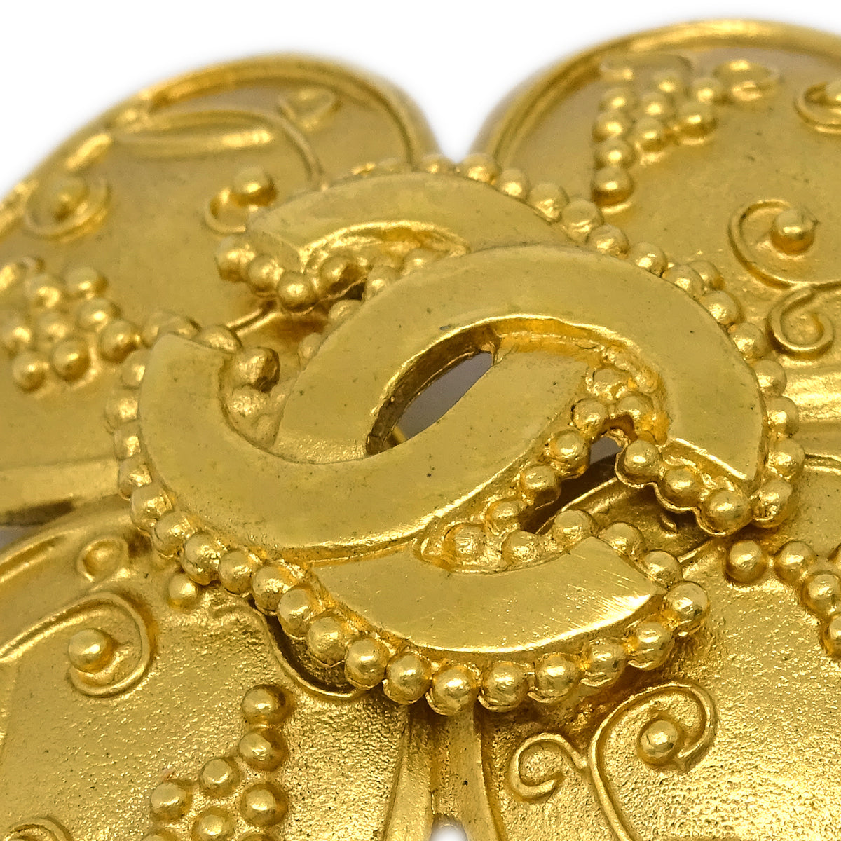Luxury Chanel Clover Gold Brooch Pin 96A