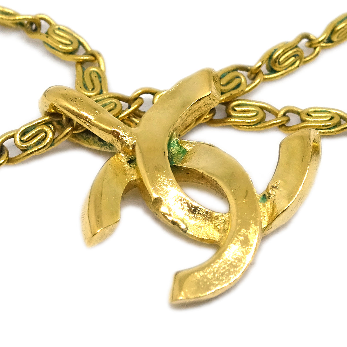 Luxury Chanel Gold CC Pendant Necklace 1982