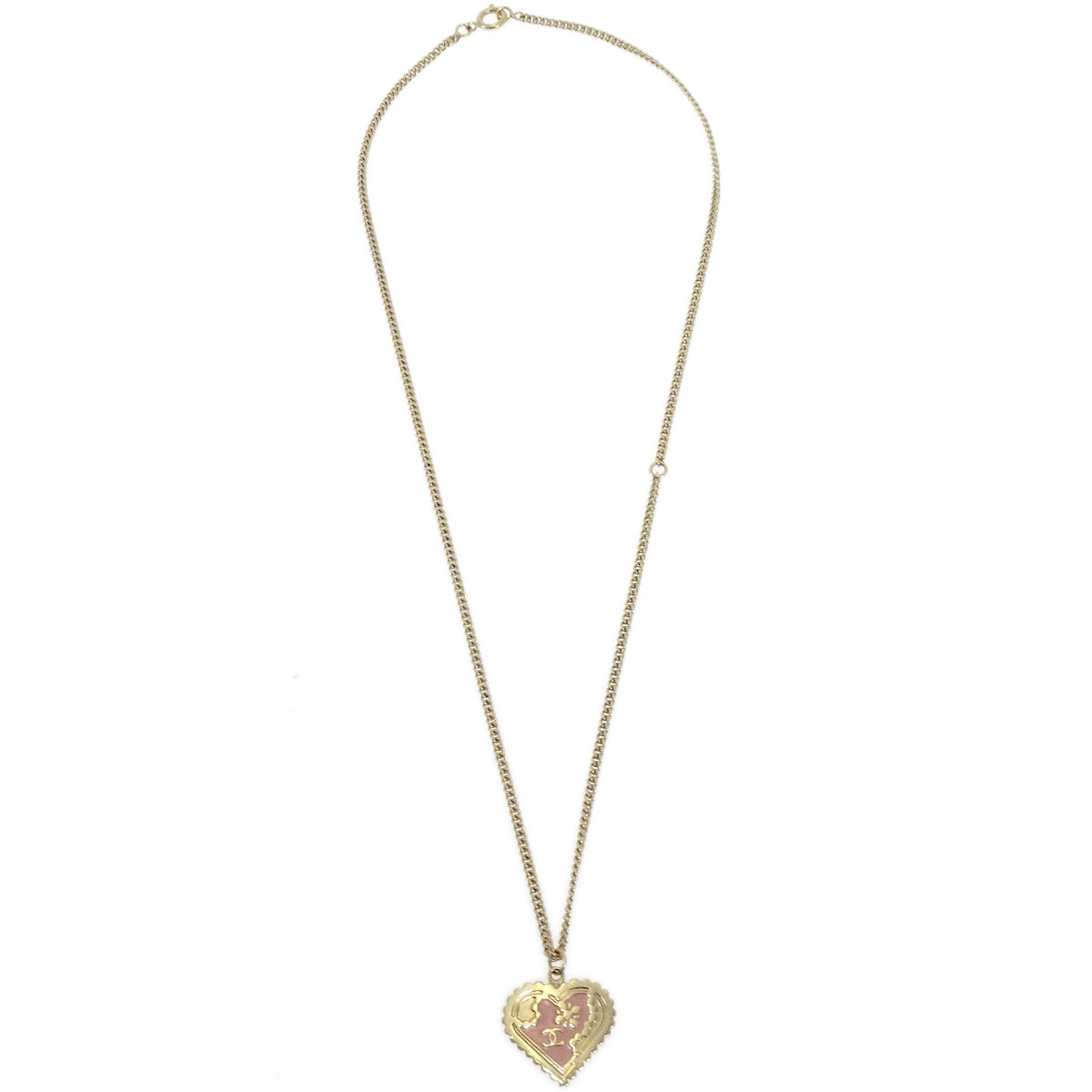 Luxury Chanel Heart Chain Pendant Necklace Gold 05P