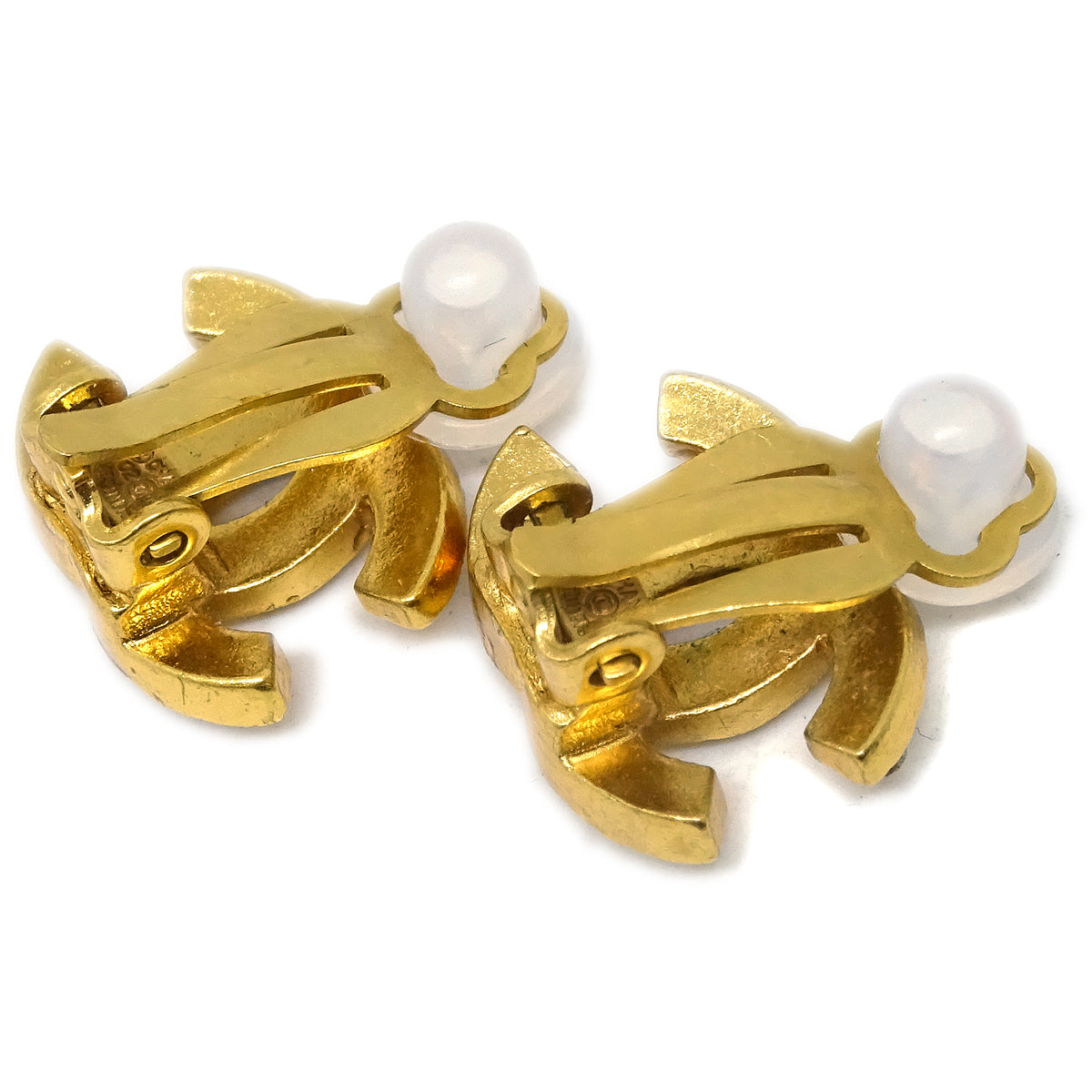 Luxury Chanel Gold CC Earrings Rhinestone Clip-On 02A