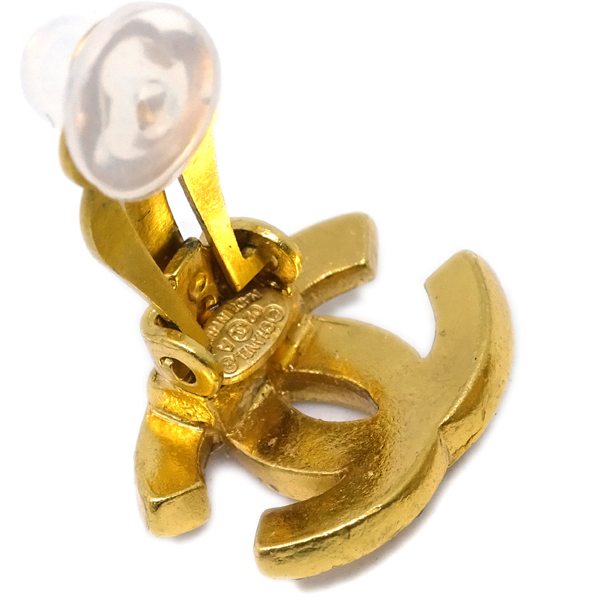 Luxury Chanel Gold CC Earrings Rhinestone Clip-On 02A