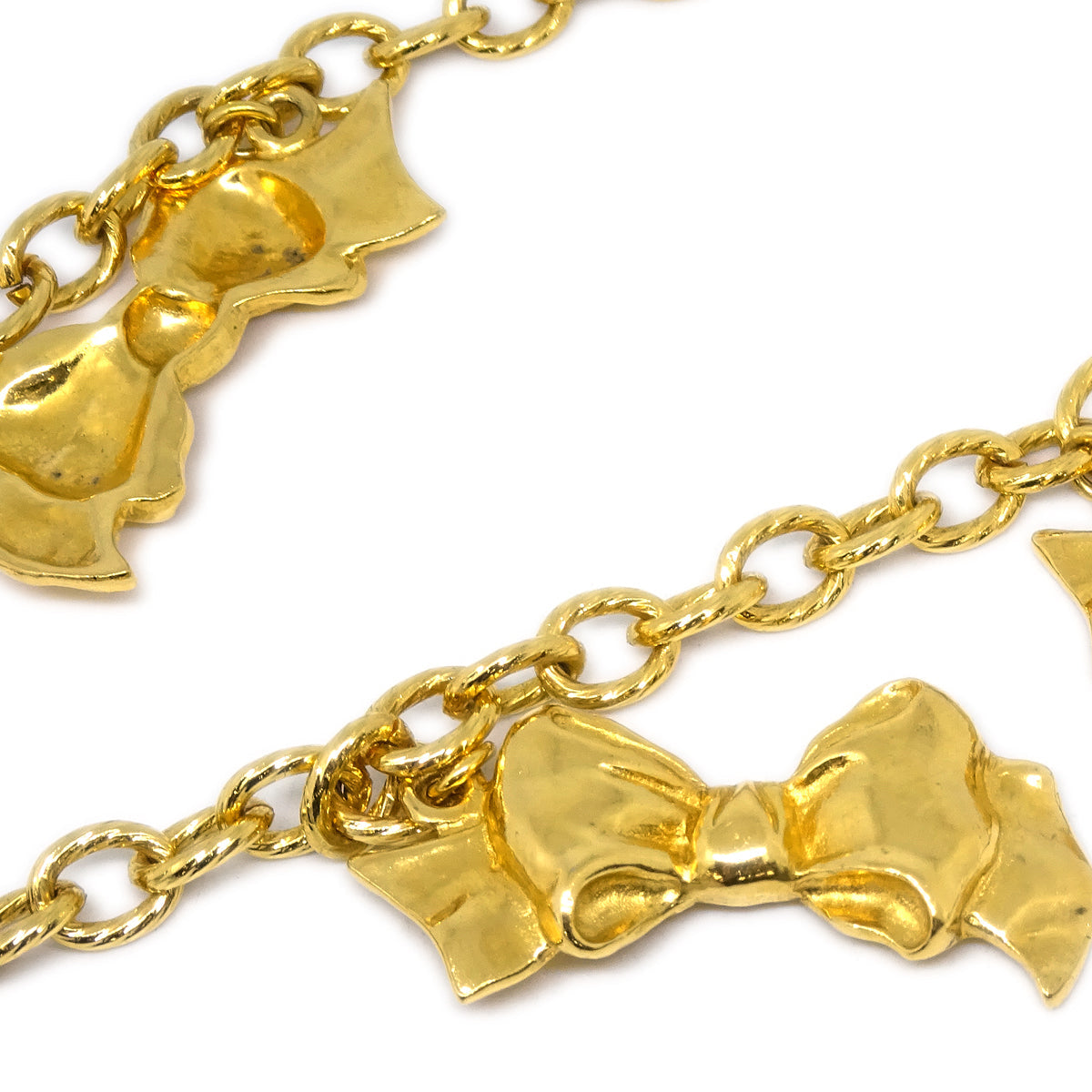 Luxury Chanel Bow Chain Necklace Gold