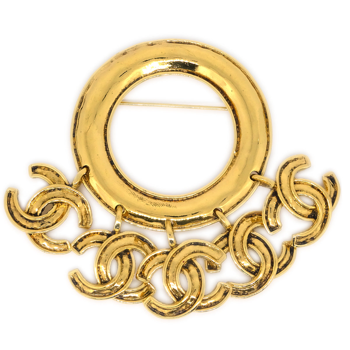 Luxury Chanel Hoop Brooch Pin Corsage Gold 94P