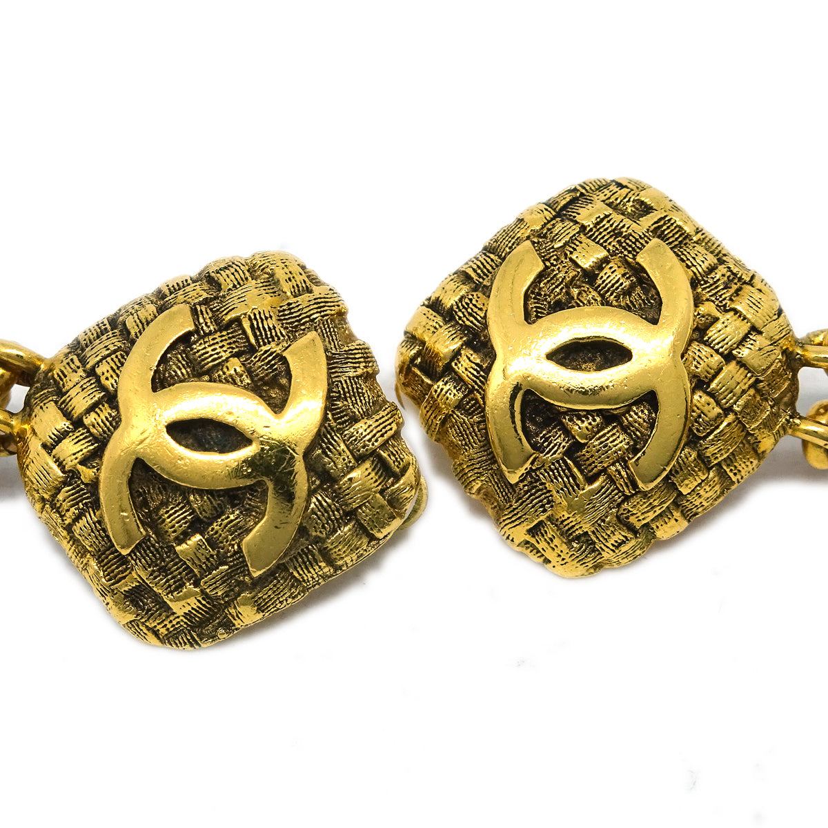 Luxury Chanel Hoop Dangle Earrings Clip-On Gold 29/2881