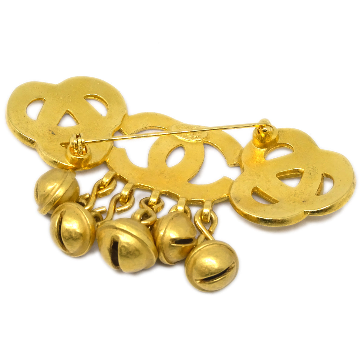 Luxury Chanel Bell Brooch Pin Corsage Gold 95P