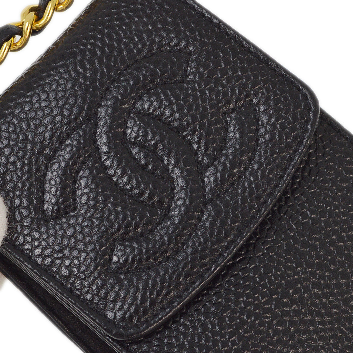 Luxury Chanel 1994-1996 Black Caviar Chain Shoulder Bag Pochette Case